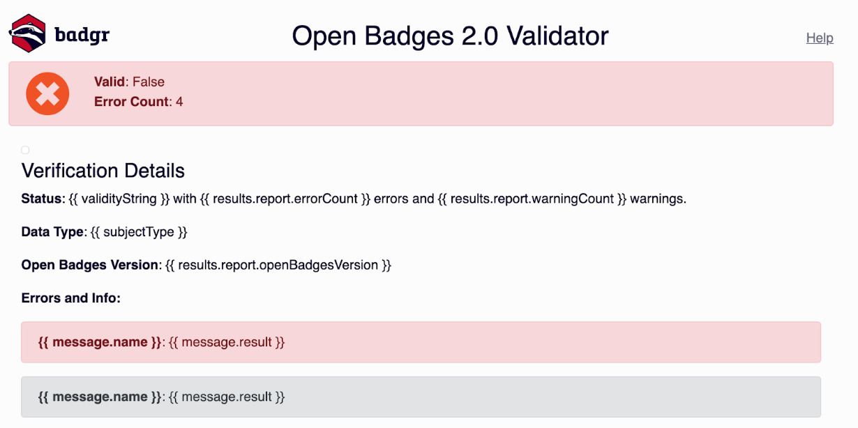 Open Badges 2.0 Validator invalid message