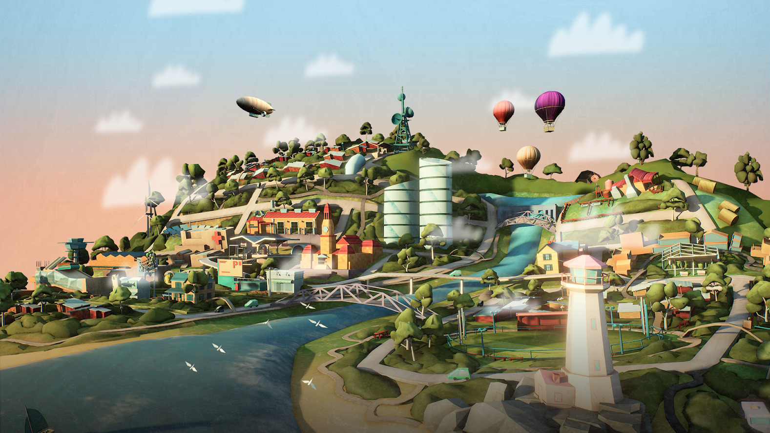 Illustrated image of town