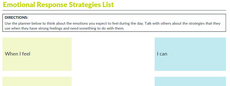 Example of chart used to help students express how they feel