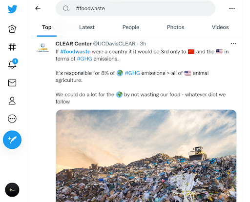 Screenshot of #FoodWaste on Twitter.