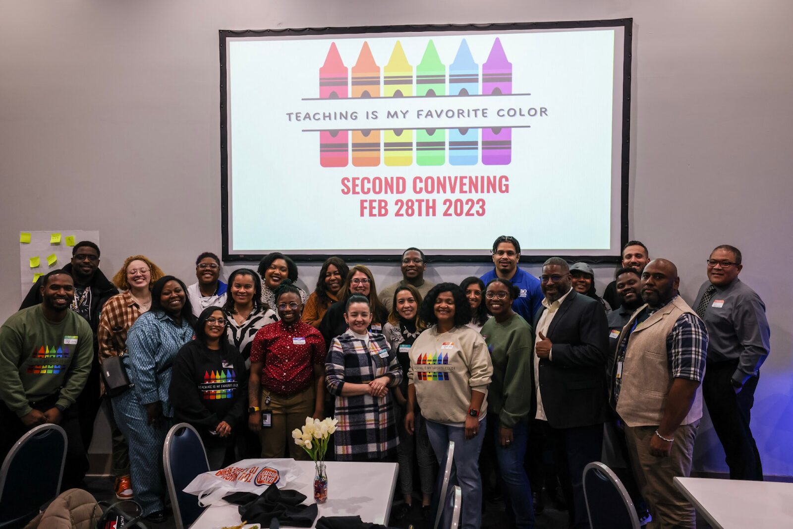A group photo of educators in the Teaching is My Favorite Color collective.