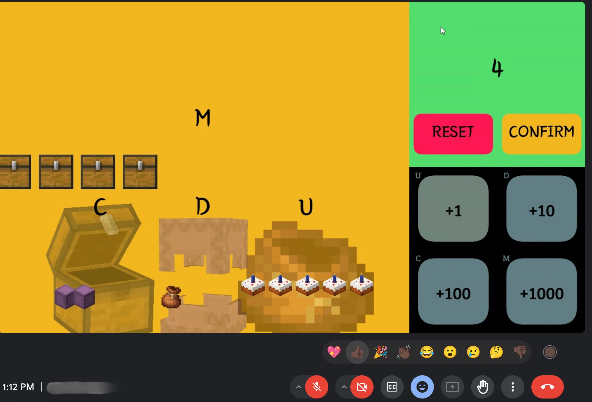 Screenshot of a math game on Skarn