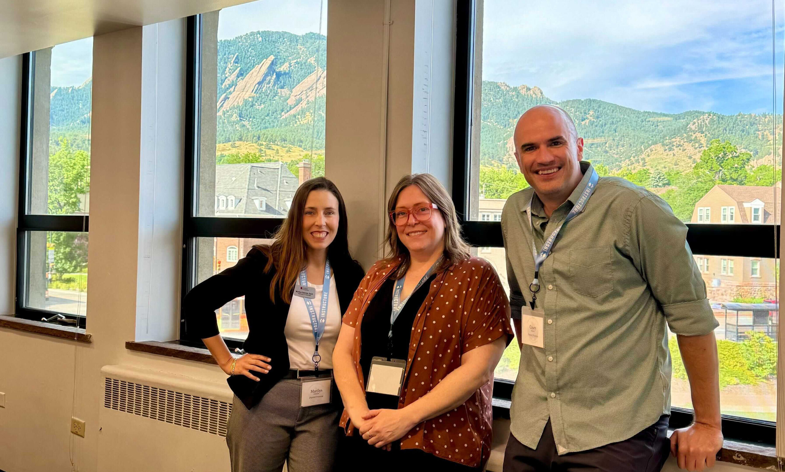 Members of the Digital Promise’s Credentials team, Casey Baxley, Ashley Miller, and Marilys Galindo, in attendance at the Badge Summit 2024 in Boulder, Colorado. 