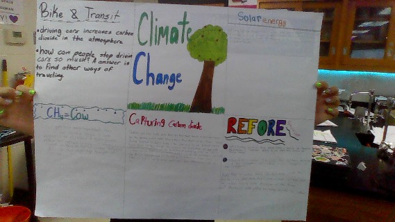Student-created poster board titled “Climate Change.”